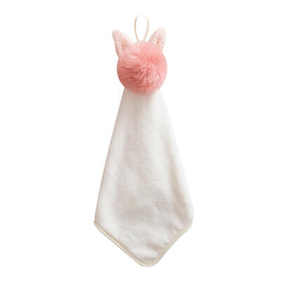 

Cute Rabbit Ears Coral Velvet Hand Towel Absorbent Hanging Cloth Dishcloth