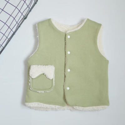 

Casual Fleece Winter Vest Girls Solid Color Cotton Waistcoat Warm Jackets