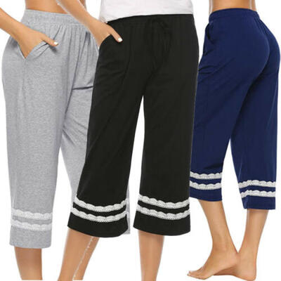 

Womens Sleepwear Pajama Lace Pants Sleep Cropped Lounge Bottoms Adjustable