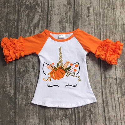 

Toddler Baby Kids Girl Unicorn Pumpkin Long Sleeve Cotton T-shirt Top Clothes