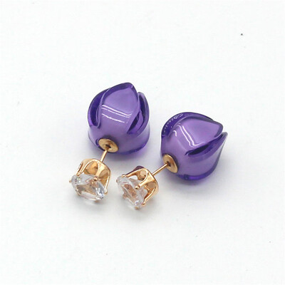 

Olaru 2019 New Crystal Flower Stud Earrings Thick Double Round Circle Rings Earrings For Women Zinc Alloy Trendy Hiphop Rock