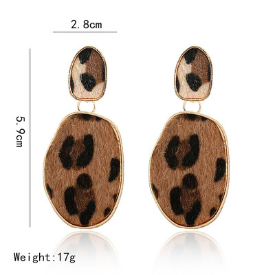 

Geometric Round Square Drop Earrings Women Leopard Print Long Dangle Earrings Bohemia Fashion jewelry