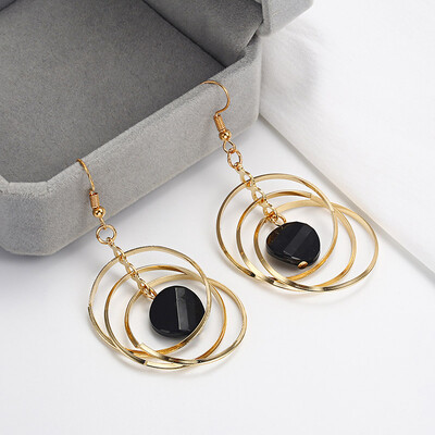 

E059 Rock Punk Big Round Geometric Drop Metal Long Dangle Earrings For Women Bohemian Party Exaggerated Fashion Jewelry