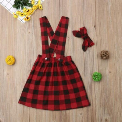 

Christmas Newborn Infant Baby Girls Plaid Skirts Dress Outfits Set Clothes Red