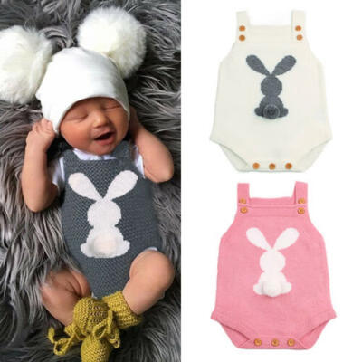 

UK Newborn Baby Boy Girl Bunny Knitting Wool Romper Bodysuit Jumpsuit Outfits sw