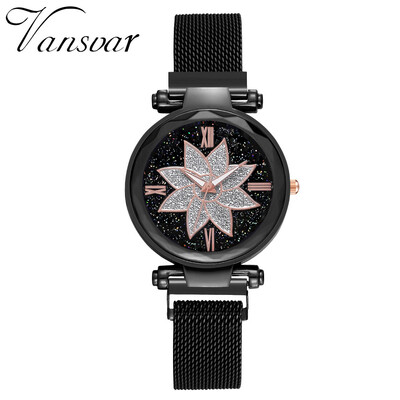 

Best Selling Women Mesh Magnet Buckle Starry Sky Watch Casual Luxury Women Geometric Surface Quartz Watches Relogio Feminino50