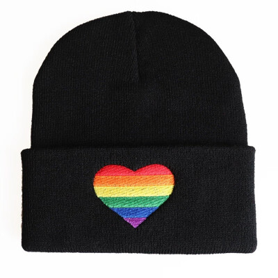 

Embroidery Rainbow Hat Warm Winter Hats Solid Hip-hop