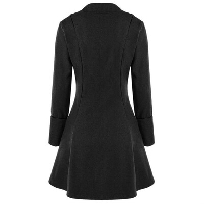 

Toponeto Women Long Sleeve Retro Lace Trim Button Up Vintage Irregular Tailcoat Outwear