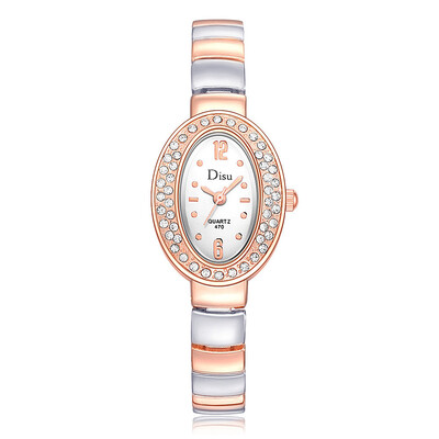 

Personality oval head quartz watch fashion trendy full diamond steel belt watch ladies watch
