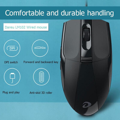 

DAREU LM102 6 Keys 1200DPI Adjustable Ergonomic Laptop PC USB Wired Mouse