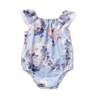 

Infant Floral Print Romper Summer O-neck Short Sleeve Girls Kids Jumpsuits