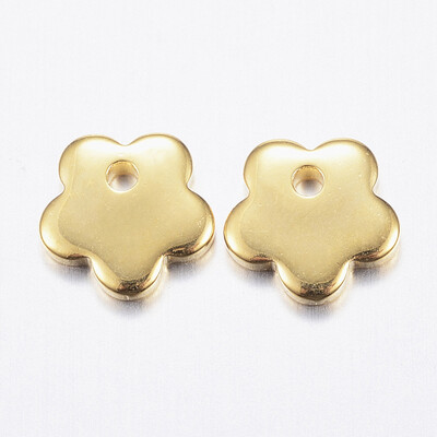 

304 Stainless Steel Charms Flower Golden 7x7x12mm Hole 1mm
