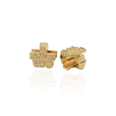 

Mens Valentines Day Gift Ideas Alloy European Beads Large Hole Beads Word I LOVE YOU Golden Cadmium Free