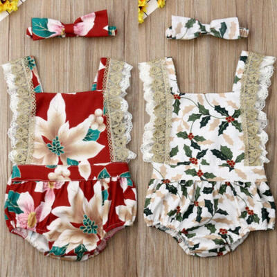 

2PCS Newborn Baby Girl Sleeveless Floral Romper Bodysuit Jumpsuit Outfit Sunsuit