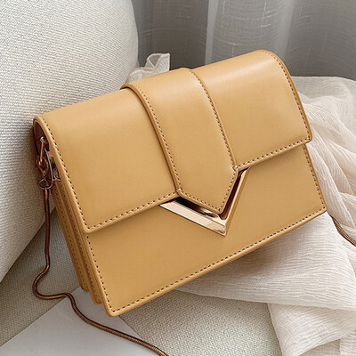 

North bag summer new women 2019 new fashion Joker texture foreign style shoulder slung chain small square bag