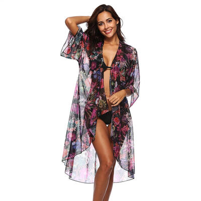 

Sexy Boho Women Printed Chiffon See Through Beach Cardigan Bikini Cover Ups