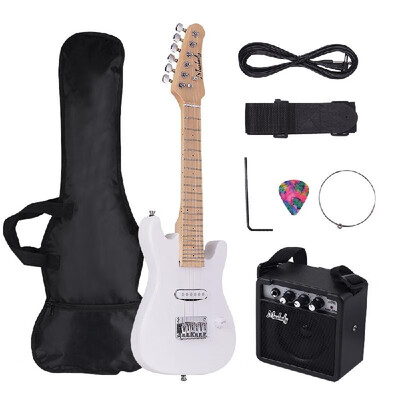 

Muslady 28 Inch Kids Children ST Electric Guitar Kit Maple Neck Paulownia Body with Mini Amplifier Guitar Bag Strap Pick String Au