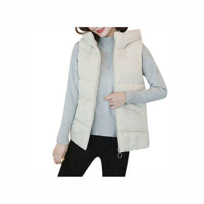 

Toponeto Women Solid Short Outerwear Cotton Jackets Pocket Loose Hooded Vest Coats