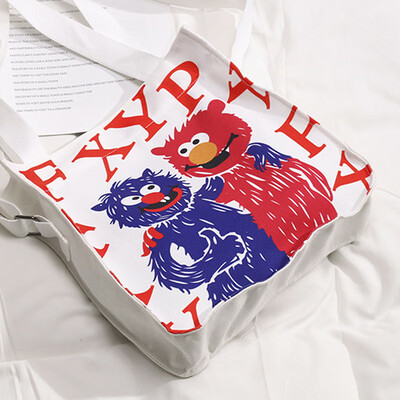 

Messenger bag bag women 2019 summer new whimsy fashion shopping bag graffiti cute cartoon canvas bag