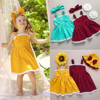 

Kids Toddler Baby Girls Princess Party Dress Ruffle Tutu Dresses Summer 1-6Years