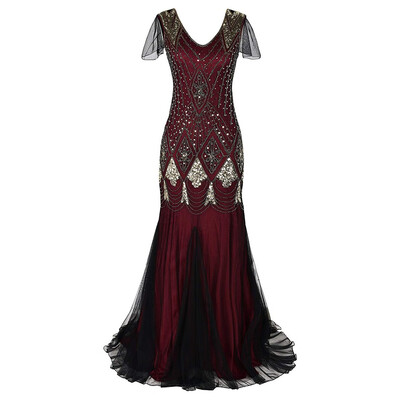 

〖Follure〗Women Vintage 1920s Bead Fringe Sequin Lace Party Flapper Cocktail Prom Dress