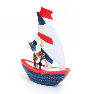 

Mediterranean Style Tin Small Sailboat Resin Crafts Ornaments Home Decor