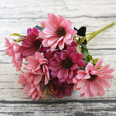 

Wedding Bouquet Silk Daisy 5 Branches Fake Plants Artificial Flowers Home Decor