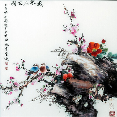 

Dong Ning old cold three friends hand-embroidered painting decorative painting embroidery 9800