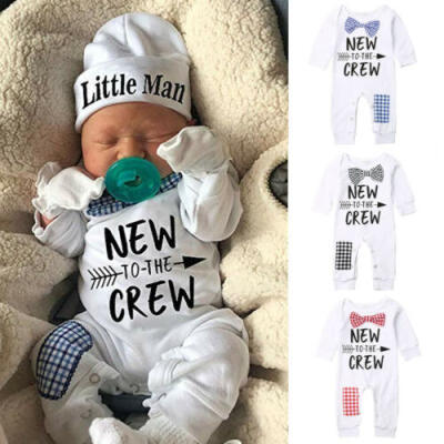 

Newborn Baby Boy Kid Cotton RomperHat Jumpsuit Clothes Long Pants Outfits Set