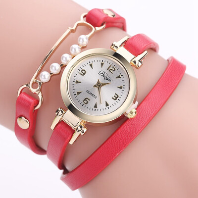 

Foreign trade hot PU leather around three circles of pearl series simple watch duoya ladies alloy bracelet watch direct sales