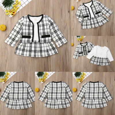 

Kids Baby Girls Toddler Plaid Tops Skirt Tutu Dress 2PCS Set Outfits Clothes