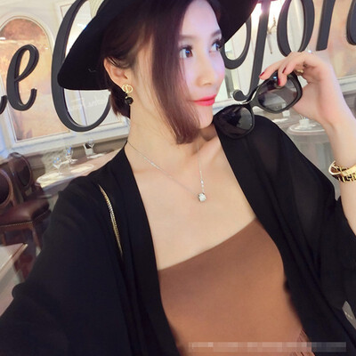 

Summer Stylish Womens Fashion Casual Long Sleeve Cardigan Chiffon Solid Long Loose Blouse Shirt