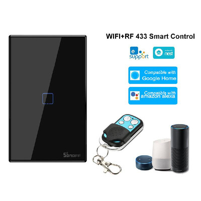 

SONOFF T3US3C-TX 3 Gang Smart WiFi Wall Light Switch 433Mhz Wireless Control RF Remote Controller APPTouch Control Timer