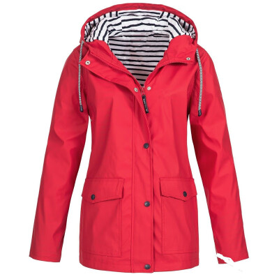 

Womens Solid Autumn Winter Outdoor Hiking Sports Hooded Warm Plus Size Jacket