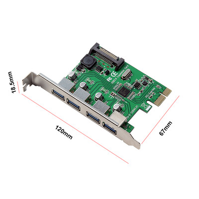 

PCI-E to Four USB30 Ports Expansion Card Interface PCI Express Adapter Card 15PIN For Desktop PC