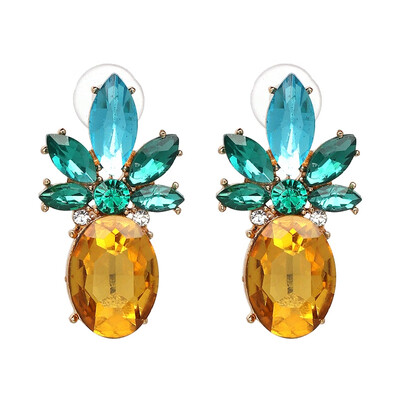

JURAN Pineapple Crystal Drop Dangle Earrings for Women 2019 Hot Sale Boho Rhinestone Statement Earring Fashion Jewelry Bijoux