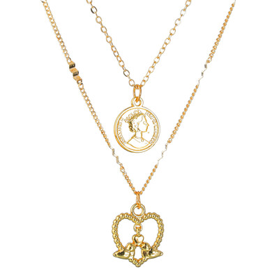 

Trendy Elegant Multi Layer Gold Chain Necklace Moon Letter Heart Cross Pendant Necklaces Women Collier Croix Christian Jewelry