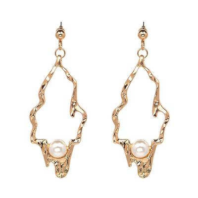

2019 New Design Statement Jewelry Big Geometric With Simulated-pearl Dangle Drop Earrings For Women Wholesale J50090