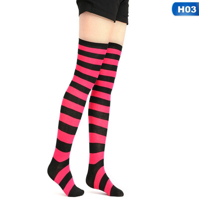 

Women Girl Sheer Striped Thigh High Stockings Plus Size Over The Knee Socks