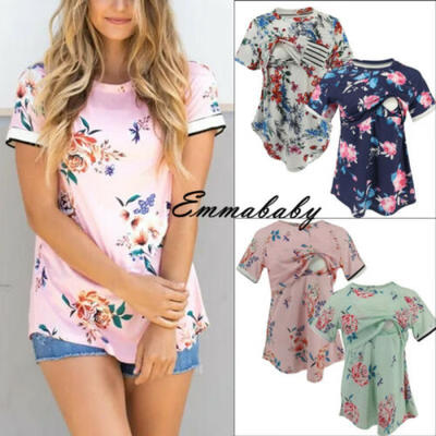 

Floral Women Pregnant Maternity Fashion Nursing Tops Breastfeeding T-Shirt
