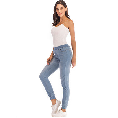 

〖Follure〗2018 Women Autumn Elastic Plus Loose Denim Casual Cropped Jeans