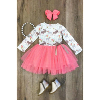 

Christmas Toddler Kids Baby Girls Long Sleeve Deer Tops Tutu Dress Party Clothes