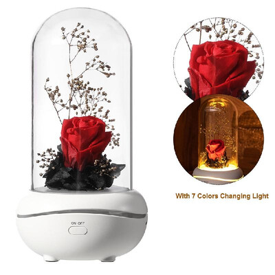

Preserved Rose Lamp Aromatherapy Mechine Aroma Essential Oil Diffuser with 7 Colors Changing Light
