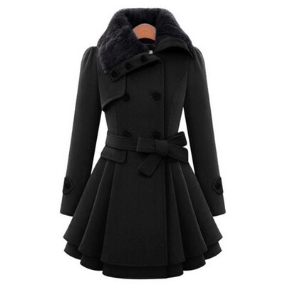 

Women Solid Warm Long Sleeve Blazer Jacket Outwear Coat Lapel Collar Overcoat