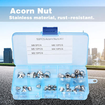 

Greensen 50pcs M3M4M5M6M8 Acorn Nut Kit Stainless Steel Dome Head Cap Hex Nuts