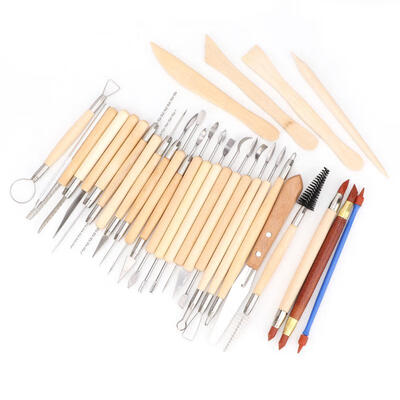 

Greensen 30pcs Wooden Handle Ceramic Art Carving Clay Sculpting Hand Making Modeling Pottery Tool Kit