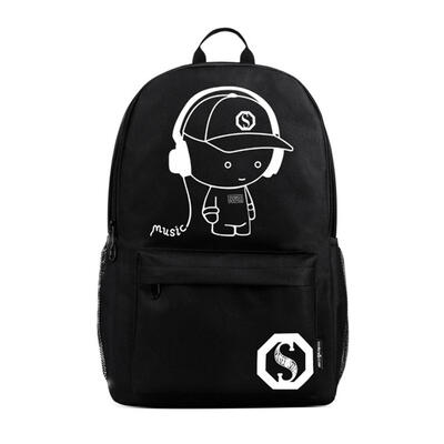 

Fashion Men Luminous USB Charge Backpack Preppy Style Sports School Pen Bag