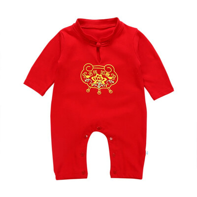 

Chinese New Year Baby Rompers Newborn Red Cotton Baby Girls Jumpsuits Long Sleeve Spring Girls Boy Clothes