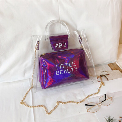 

Tailored Fashion Lady Transparent Jelly Letter Wild Chain Shoulder Bag Messenger Bag