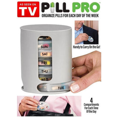 

Pill Box 7 Days Medicine Container Round Case Dispenser Vitamin Organiser